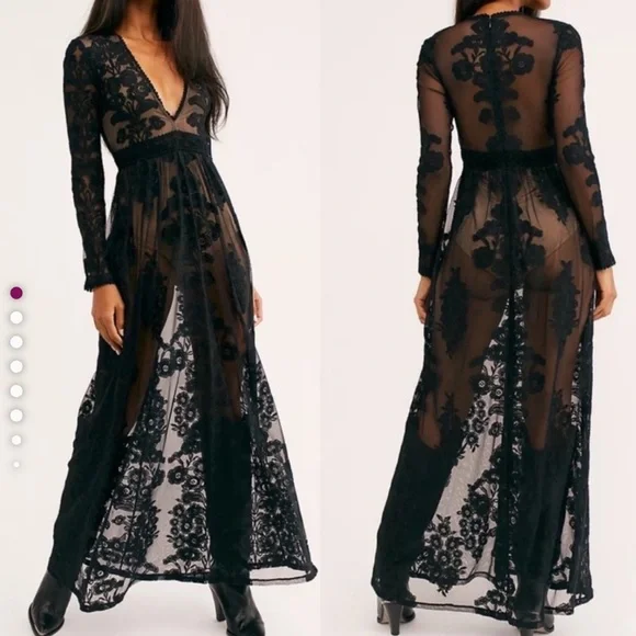 For Love And Lemons | Dresses | For Love And Lemons Black Temecula Lace Maxi  Dress Bodysuit | Poshmark